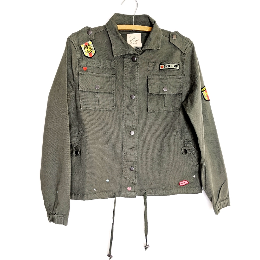 CHASER VINTAGE CANVAS MILITARY JACKET WITH PATCHES - Picture 2 of 6